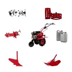 Komplekts (benzīna motobloks 750D + Arkls A1 + Arkls vagotājs A2 + Adaptors arklam AM7 + Dzelzs riteņi 4-8 (2gab.) + EĻĻA)  + DĀVANA !!!
